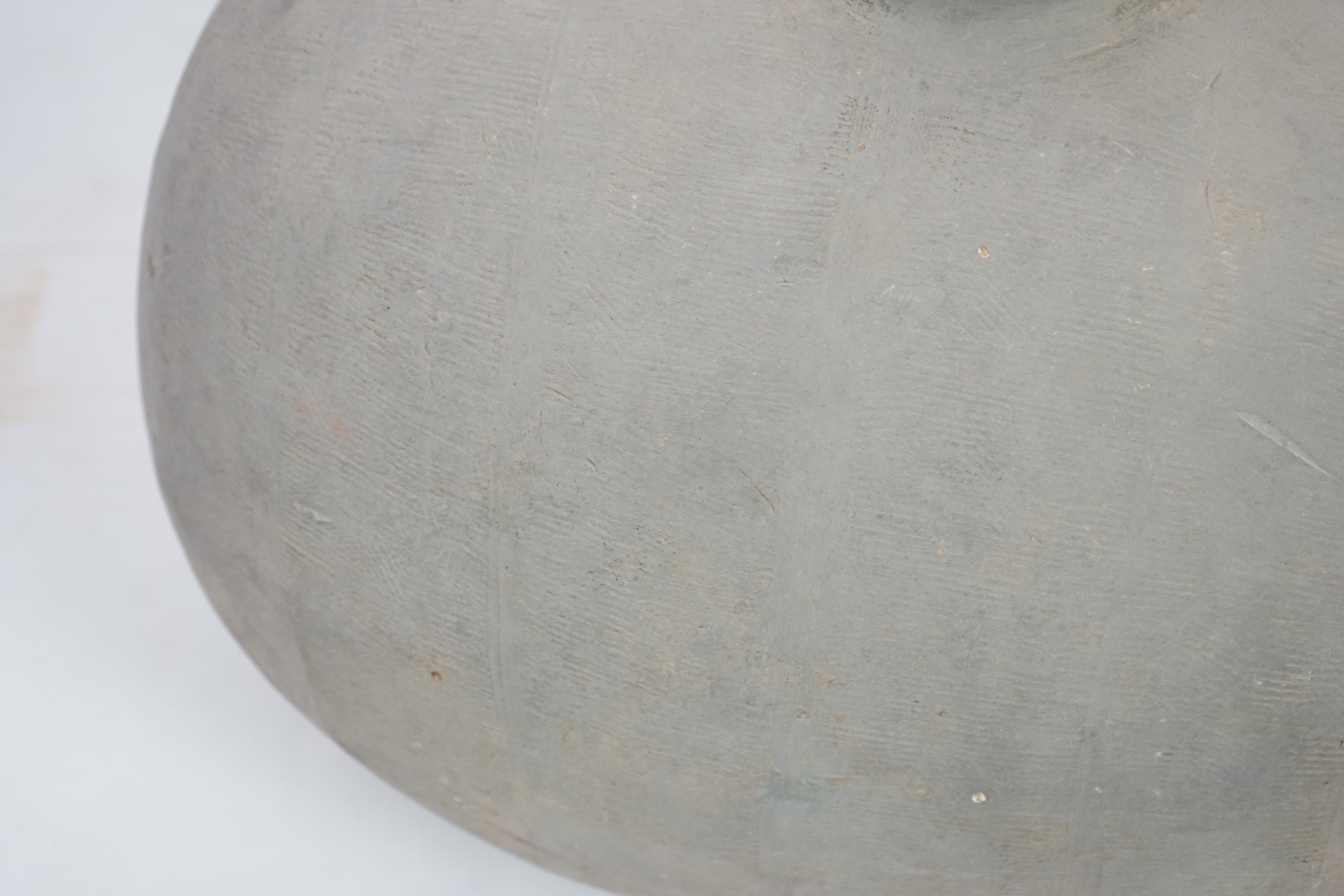 A very rare large Chinese pottery cocoon / listening jar, Qin Dynasty (221 - 206 BC) or possibly Warring States period (475-221 BC)